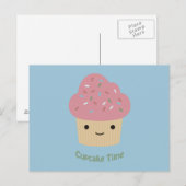 Carte Postale Gâteau Cupcake ! Joli Cupcake Rose (Devant / Derrière)
