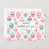 Carte Postale Gâteau Cupcake Joyeux Anniversaire (Devant / Derrière)