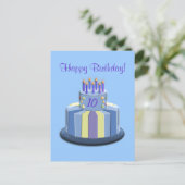 Carte Postale Gâteau d'âge d'anniversaire (bleu) (Debout devant)