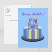 Carte Postale Gâteau d'âge d'anniversaire (bleu) (Devant / Derrière)