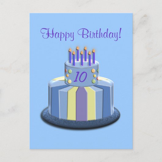 Carte Postale Gâteau d'âge d'anniversaire (bleu) (Devant)