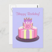 Carte Postale Gâteau d'âge d'anniversaire (Rose) (Devant / Derrière)