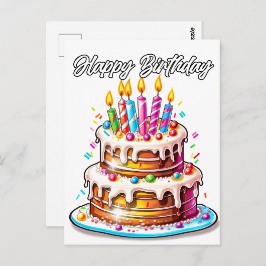 Carte Postale Gâteau d'anniversaire (Devant / Derrière)