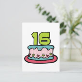 Carte Postale Gâteau d'anniversaire 16 ans (Debout devant)