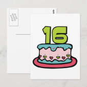 Carte Postale Gâteau d'anniversaire 16 ans (Devant / Derrière)