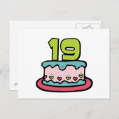 Carte Postale Gâteau d'anniversaire 19 ans (Devant / Derrière)