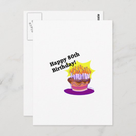 Carte Postale Gâteau d'anniversaire 80e (Devant / Derrière)