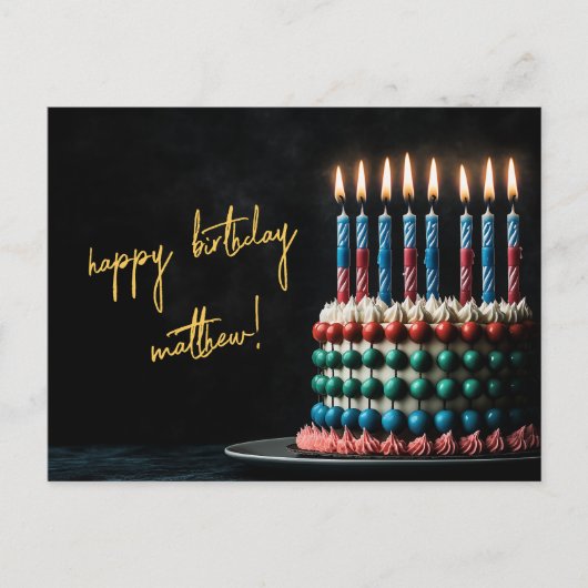 Carte Postale Gâteau d'anniversaire Abacus avec bougies (Devant)