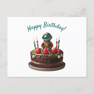 Carte Postale Gâteau d'anniversaire au chocolat Astronaute
