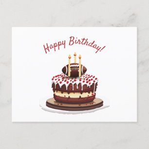 Carte Postale Gâteau d'anniversaire avec football américain