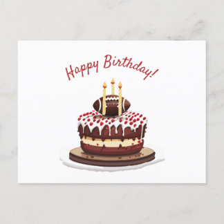Carte Postale Gâteau d'anniversaire avec football américain
