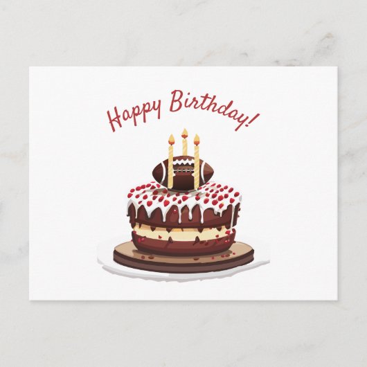 Carte Postale Gâteau d'anniversaire avec football américain (Devant)