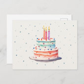 Carte Postale Gâteau d'anniversaire coloré (Devant / Derrière)