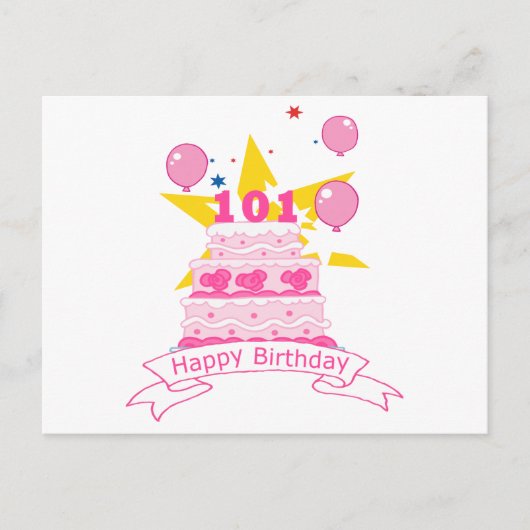 Carte Postale Gâteau d'anniversaire de 101 ans (Devant)