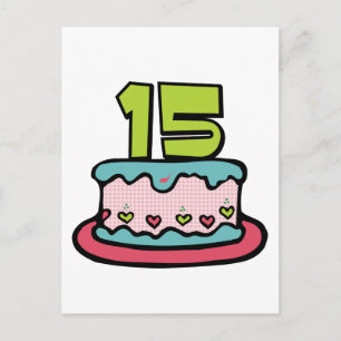 Carte Postale Gâteau d'anniversaire de 15 ans
