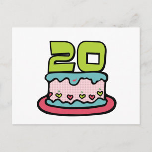 Carte Postale Gâteau d'anniversaire de 20 ans