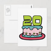 Carte Postale Gâteau d'anniversaire de 20 ans (Devant / Derrière)