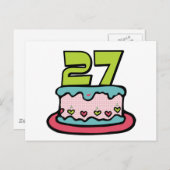 Carte Postale Gâteau d'anniversaire de 27 ans (Devant / Derrière)