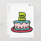 Carte Postale Gâteau d'anniversaire de 2 ans (Devant / Derrière)