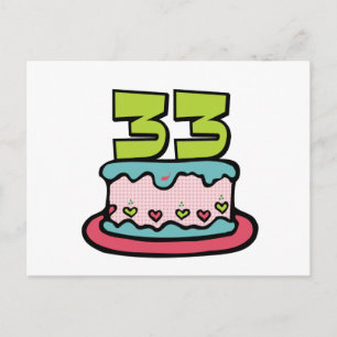 Carte Postale Gâteau d'anniversaire de 33 ans
