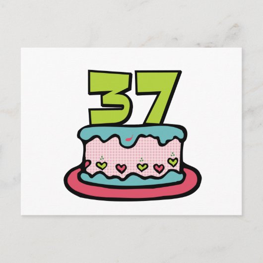Carte Postale Gâteau d'anniversaire de 37 ans (Devant)