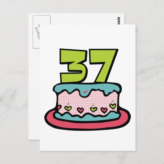 Carte Postale Gâteau d'anniversaire de 37 ans (Devant / Derrière)