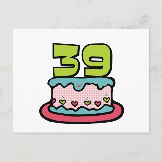 Carte Postale Gâteau d'anniversaire de 39 ans (Devant)