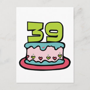 Carte Postale Gâteau d'anniversaire de 39 ans