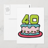 Carte Postale Gâteau d'anniversaire de 40 ans (Devant / Derrière)