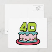 Carte Postale Gâteau d'anniversaire de 40 ans (Devant / Derrière)