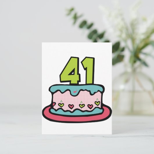 Carte Postale Gâteau d'anniversaire de 41 ans (Debout devant)