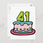 Carte Postale Gâteau d'anniversaire de 41 ans (Devant / Derrière)