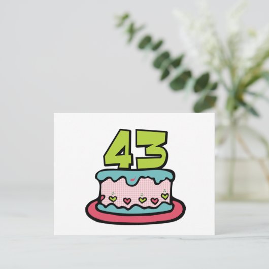 Carte Postale Gâteau d'anniversaire de 43 ans (Debout devant)