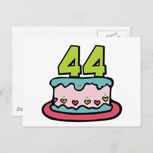 Carte Postale Gâteau d'anniversaire de 44 ans (Devant / Derrière)