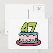 Carte Postale Gâteau d'anniversaire de 47 ans (Devant / Derrière)