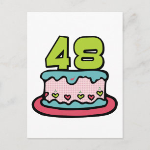 Carte Postale Gâteau d'anniversaire de 48 ans