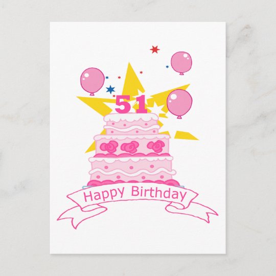 Carte Postale Gateau D Anniversaire De 51 Ans Zazzle Be