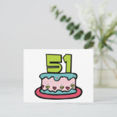Carte Postale Gâteau d'anniversaire de 51 ans (Debout devant)