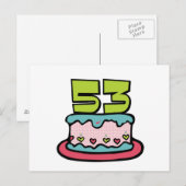 Carte Postale Gâteau d'anniversaire de 53 ans (Devant / Derrière)
