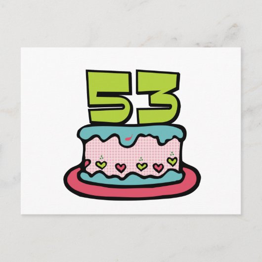 Carte Postale Gâteau d'anniversaire de 53 ans (Devant)
