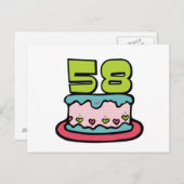 Carte Postale Gâteau d'anniversaire de 58 ans (Devant / Derrière)