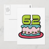 Carte Postale Gâteau d'anniversaire de 62 ans (Devant / Derrière)