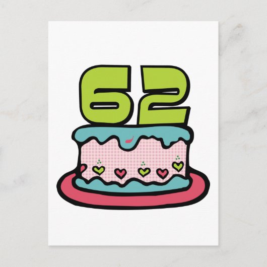 Carte Postale Gâteau d'anniversaire de 62 ans (Devant)