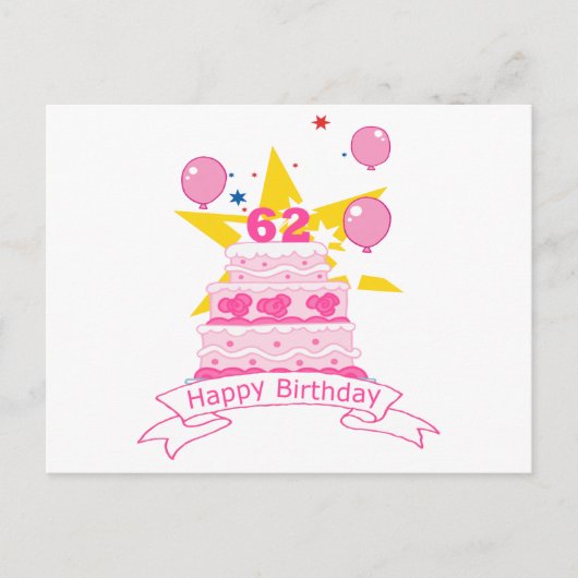 Carte Postale Gâteau d'anniversaire de 62 ans (Devant)