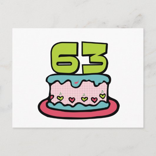 Carte Postale Gâteau d'anniversaire de 63 ans (Devant)