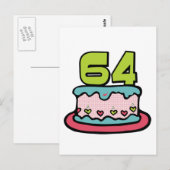 Carte Postale Gâteau d'anniversaire de 64 ans (Devant / Derrière)