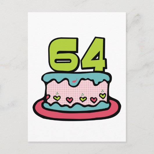 Carte Postale Gâteau d'anniversaire de 64 ans (Devant)