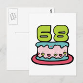 Carte Postale Gâteau d'anniversaire de 68 ans (Devant / Derrière)