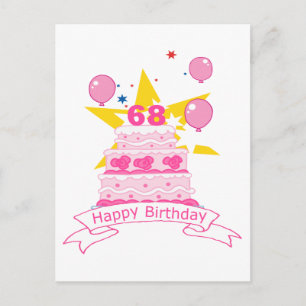 Carte Postale Gâteau d'anniversaire de 68 ans