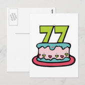 Carte Postale Gâteau d'anniversaire de 77 ans (Devant / Derrière)